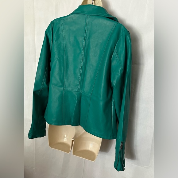 Simply Styled cross zip biker jacket in green size L - Picture 4 of 8